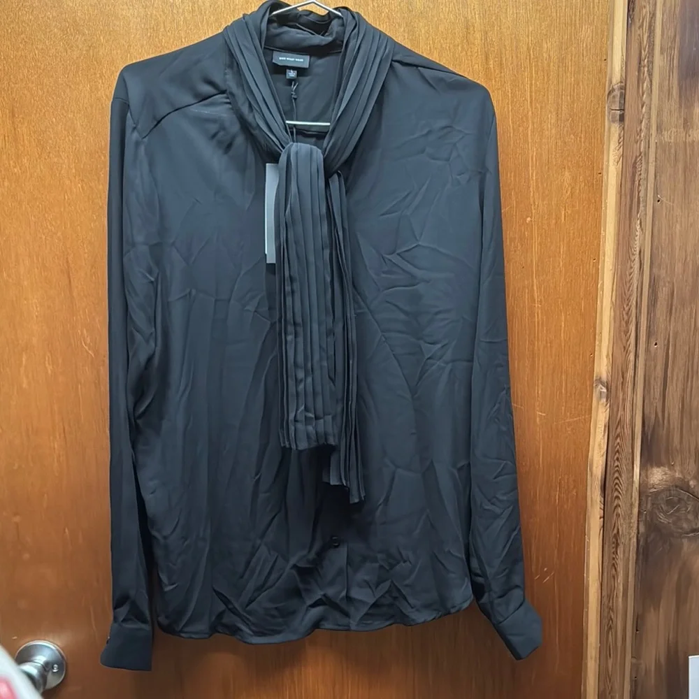 NWT Black Long Sleeve Blouse with Scarf Tie - Picture 1 of 10
